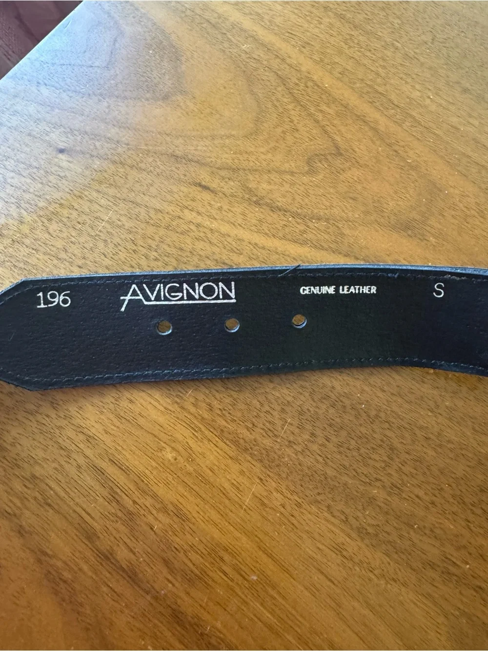 Vintage 90s Avignon Black Croc Embossed Leather Belt with Gold Safety Pin Design
